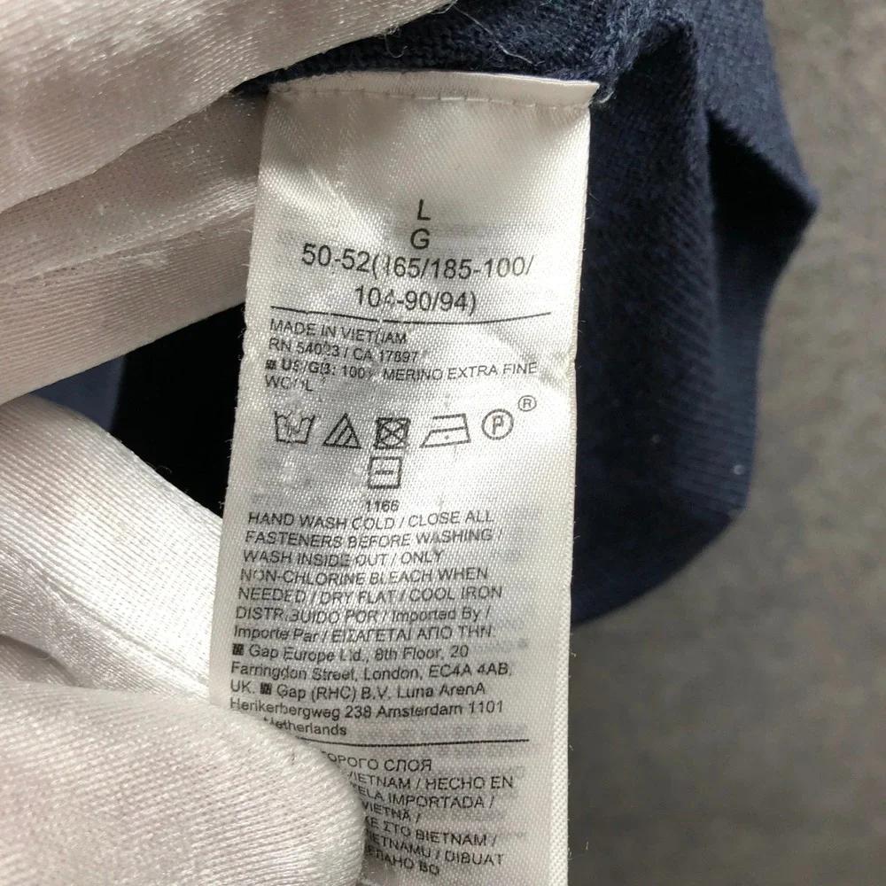 Banana Republic Quarter Zip Sweater Mens L Navy Blue Merino Wool Italian Baruffa